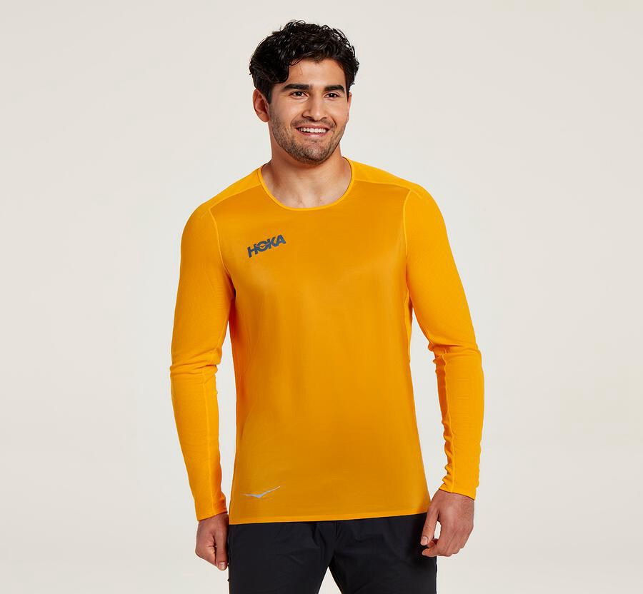 Hoka Australia One One Wind - Mens Tops Yellow - ZQGJW-8134